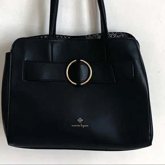 Nanette Lepore Purse Handbag McKenna Black Shouter Tote Handbag Bag - Picture 13 of 13